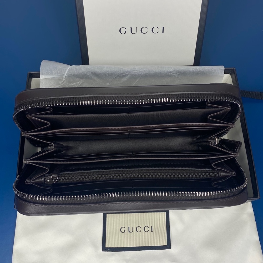 GUCCI Signature Ace GG Logo Calfskin Leather Zip Clutch Wallet Purse brand NEW - Picture 8 of 15